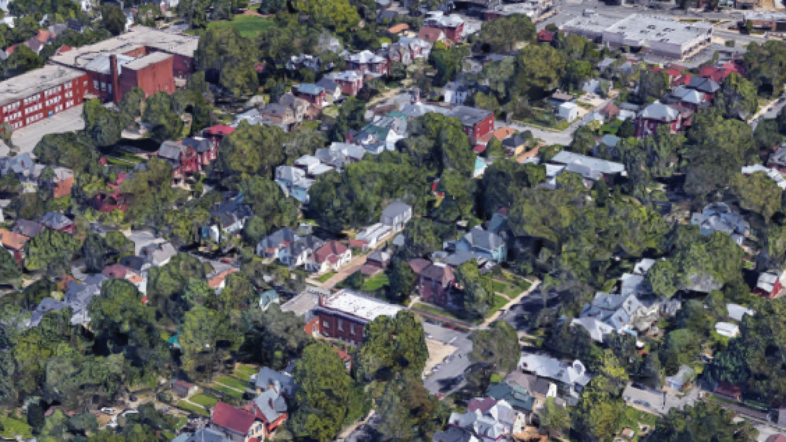 aerial view of a neighborhood from a 3D map